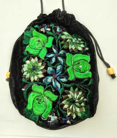 Embroidered Velvet Bag from Guatemala