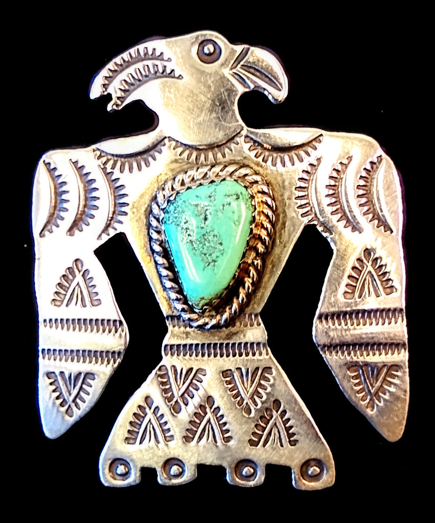 Navajo Sterling Silver and Turquoise Pin by Albert and Jacqualine Cleveland HOLD