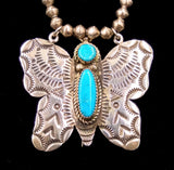 Navajo Sterling Silver and Turquoise Necklace with Pendant Pin by Albert Cleveland