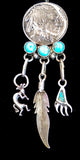Navajo Sterling Silver, Turquoise, and Buffalo Nickel Necklace by Betty Yellowhorse