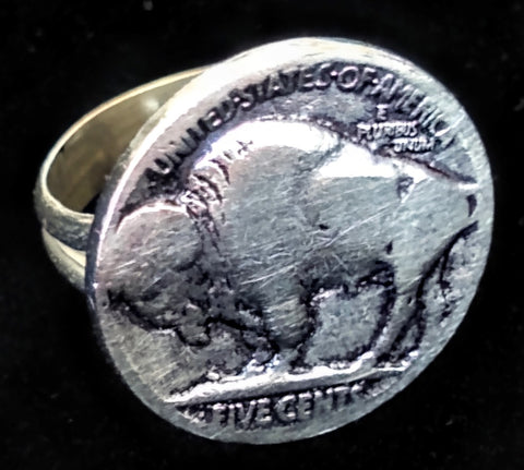 Navajo Sterling Silver Buffalo Nickel Ring by Betty Yellowhorse