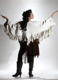 La Paloma - White Deerskin Cape/Shawl Pure Tribalist Wearable Art Collection